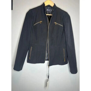 Chopin Roma SZ 42 Medium womens full zip jacket coat blazer BLK made n Italy NWT